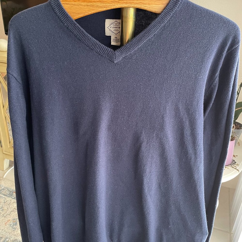 Mens V-Neck Sweater Navy St Johns Bay XXL